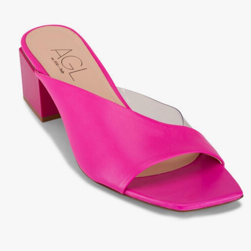 AGL Angie 60mm Transparent-Panel Mules – Size 37 (EU) / approx. US 6-6.5